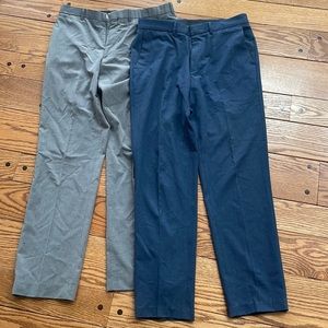 2 for 1 slim fit mens flat front dress pants 33x32 Haggar Perry Ellis Portfolio